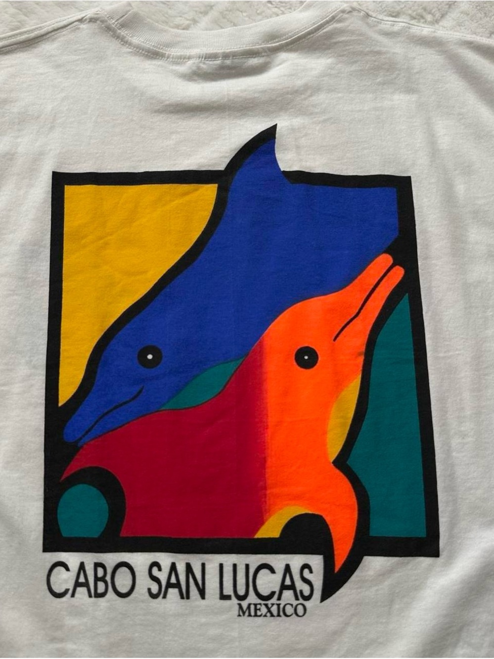 Vintage 1990s Cabo San Lucas Mexico Graphic Tee - Colorful Dolphin Design XL